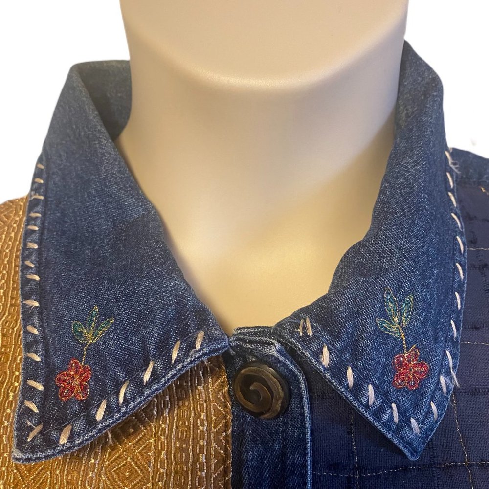 Sara Studio Plus Denim Patchwork And Embroidery J… - image 3